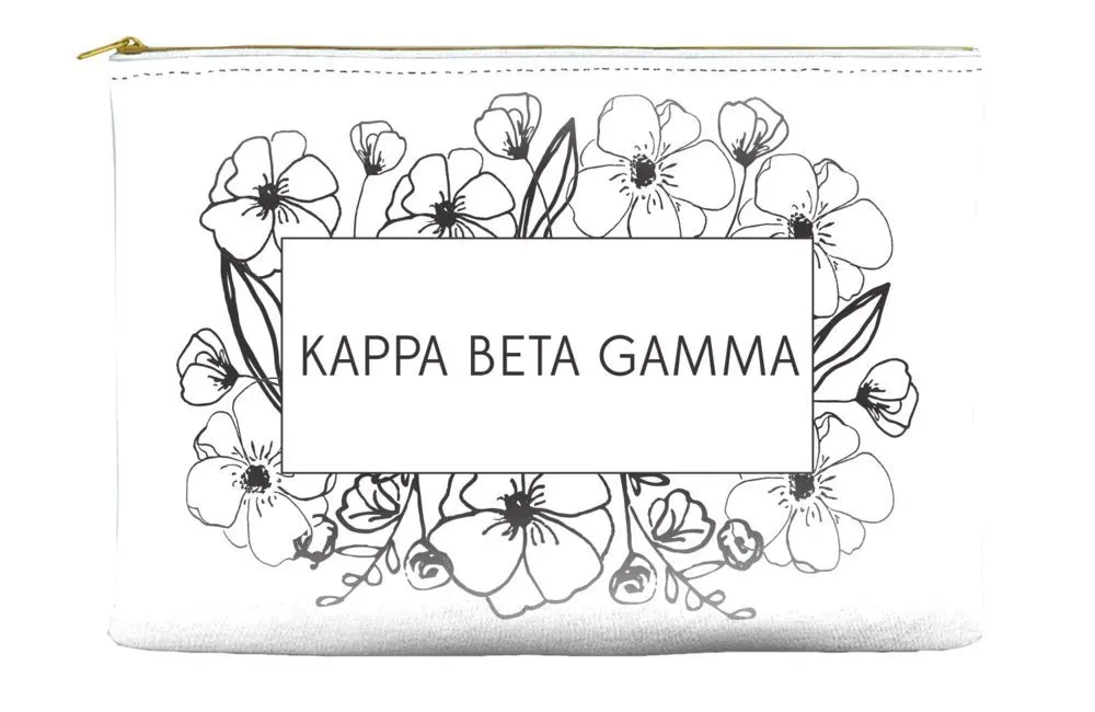 Kappa Beta Gamma Flower Box White Cosmetic Accessory Pouch Bag for Makeup Jewelry & other Essentials