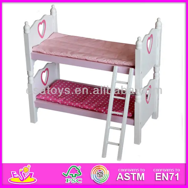 Hot Selling Pretend Play Wooden Doll Furniture Doll Bunk Bed With
