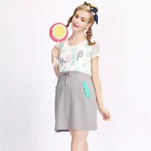 Lovely Fashion Dress For Pregnant Fake Two Pieces Gary Yellow Short Sleeve Plus Size Breathable Maternity