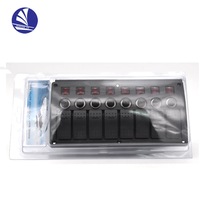 Marine 8 Gang 12v Circuit Breakers Rocker Switch Panel Waterproof Ip66