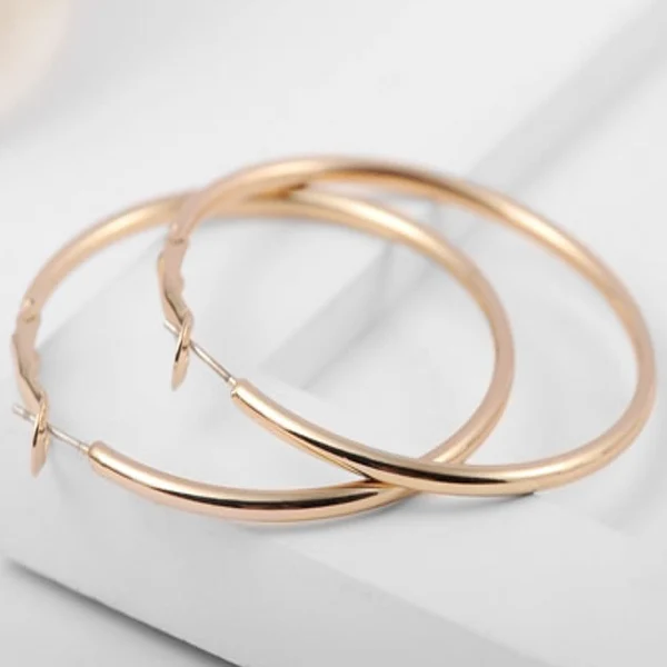 Simple Designer Self Piercing Large Gold Hoop Earrings Buy Hoop