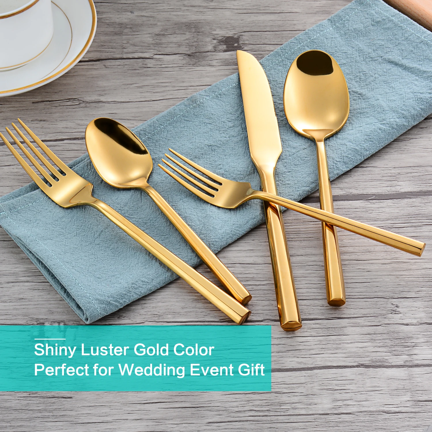 Wholesale Stainless Steel Hexagonal Gold Cutlery Wedding Utensils