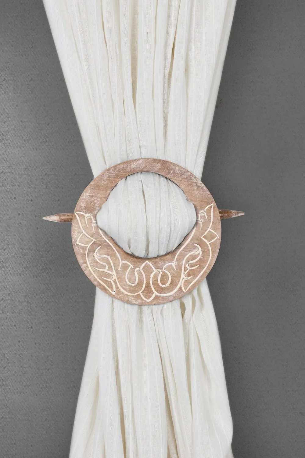 Curtain Tie backs Drapery Holdbacks Rustic Set of 2 Home DecorativeWooden Curtain Holder