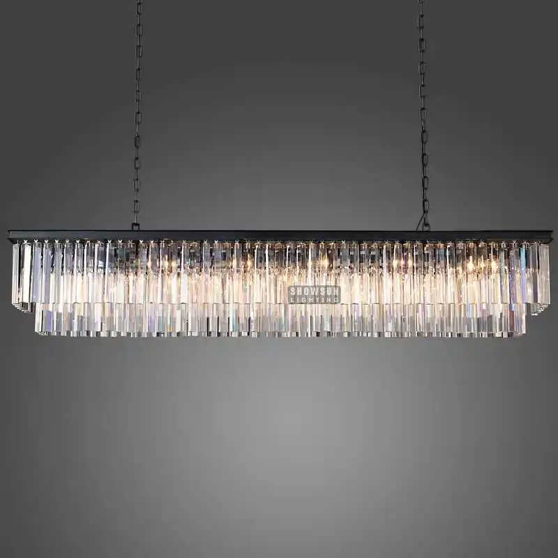 Luxury Plating square crystal chandelier lighting pendant light for dinning room