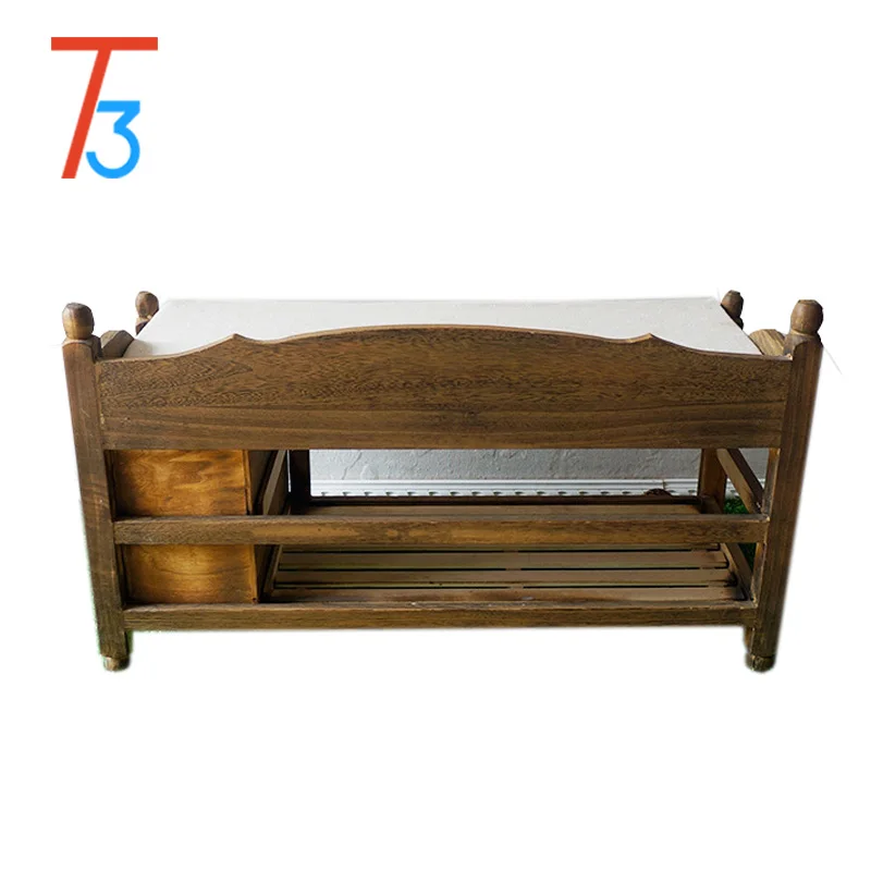 wooden bench with center table
