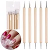 HOT Professional Nail Art Dotting Tools 5Pcs 2-Way Multi-Size Wooden Hand Nail Art Dotting Pen Brushes