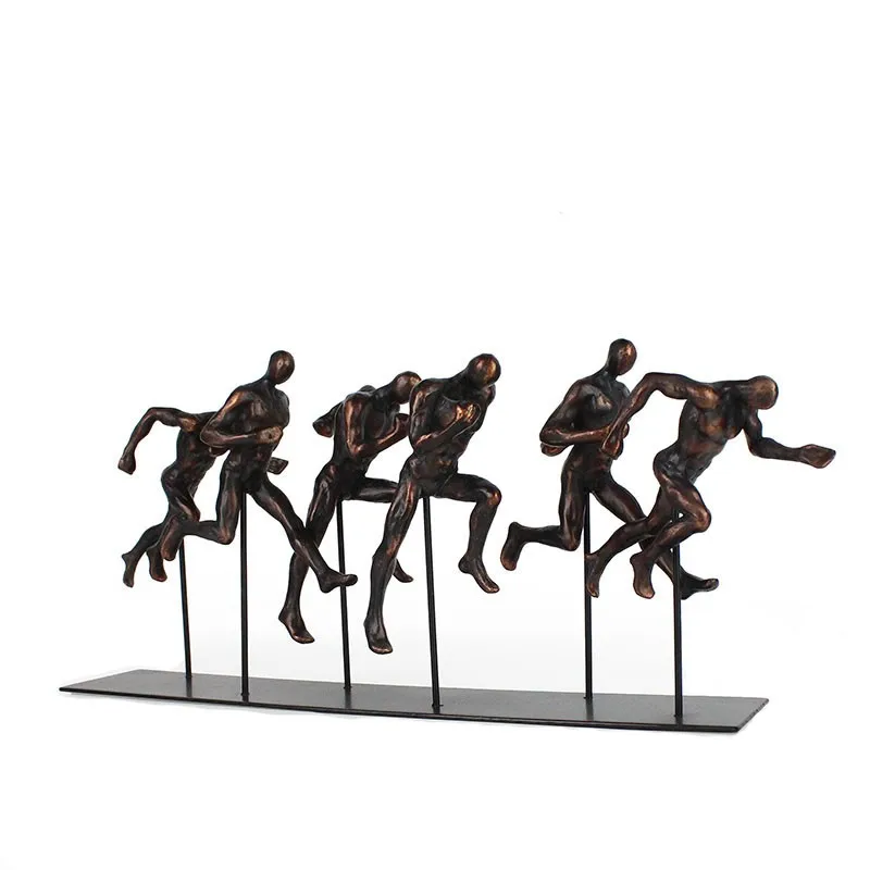 Resin six miniature free people running figure statue home decoration details