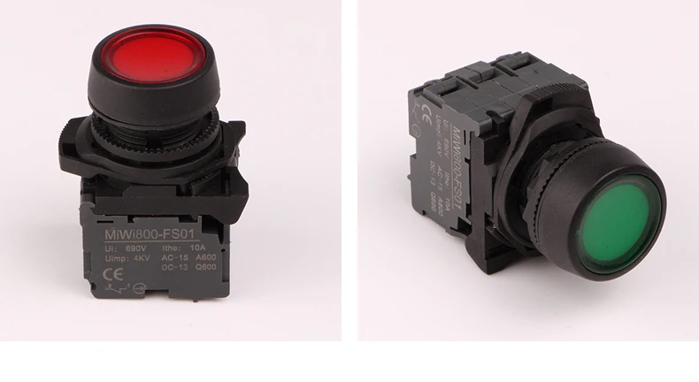 24mm Plastic 24VDC red light Push button switch
