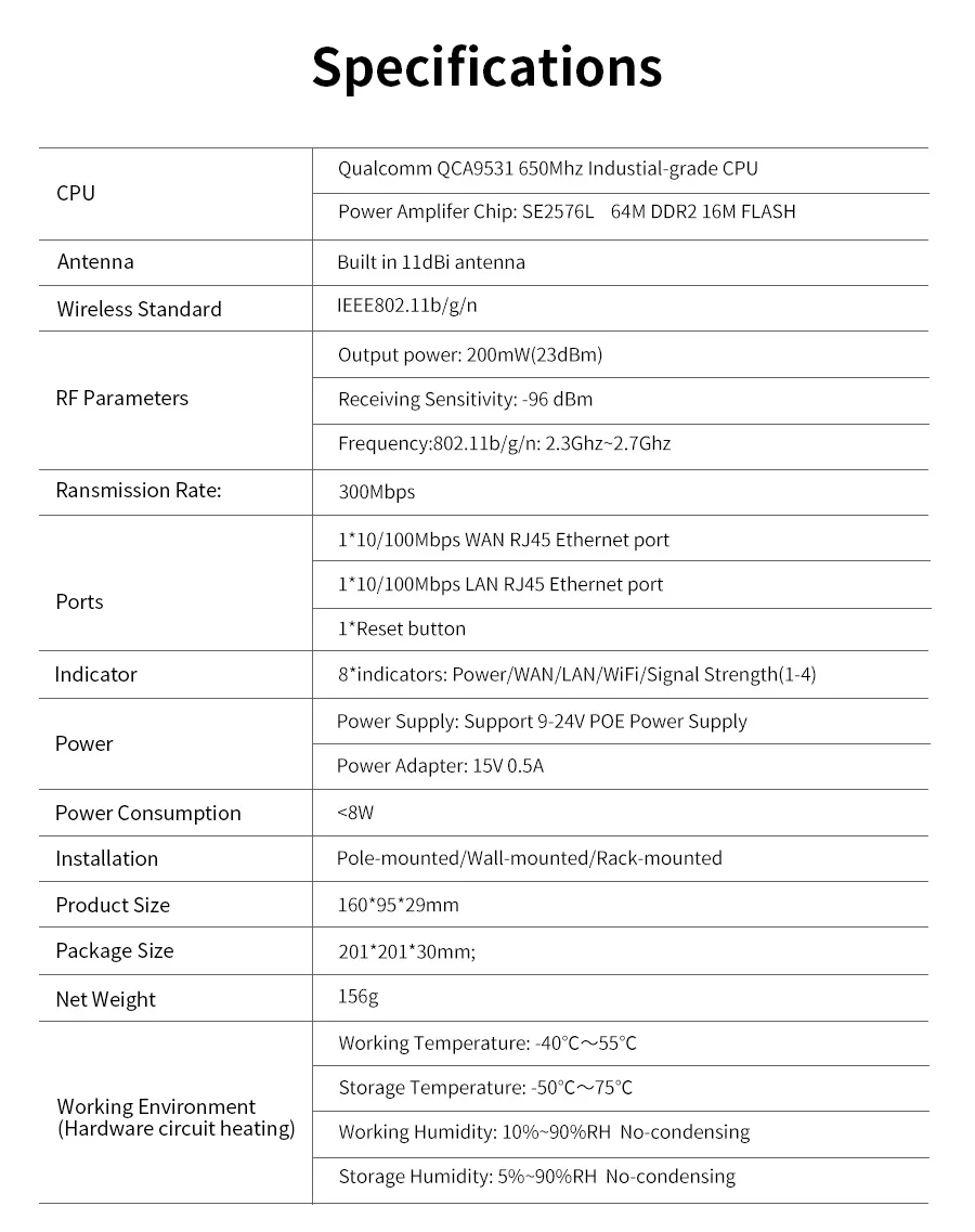 300Mbps Điểm Truy Cập Không Dây Ngoài Trời CPE Router WIFI Khuếch Đại WIFI Comfast CF-E110N WIFI Cầu Nanostation WI-FI wifi modem amplifier