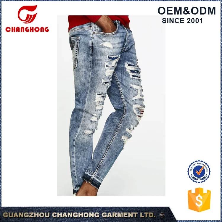 Factory Man's Biker Damage Jeans Pants 