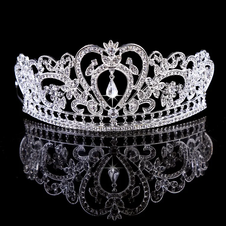 022 Wedding Tiara Crystal Rhinestones Tiara Crown With Comb Pageant Princess Crown Silver