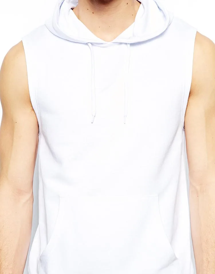 white sleeveless hoodie mens