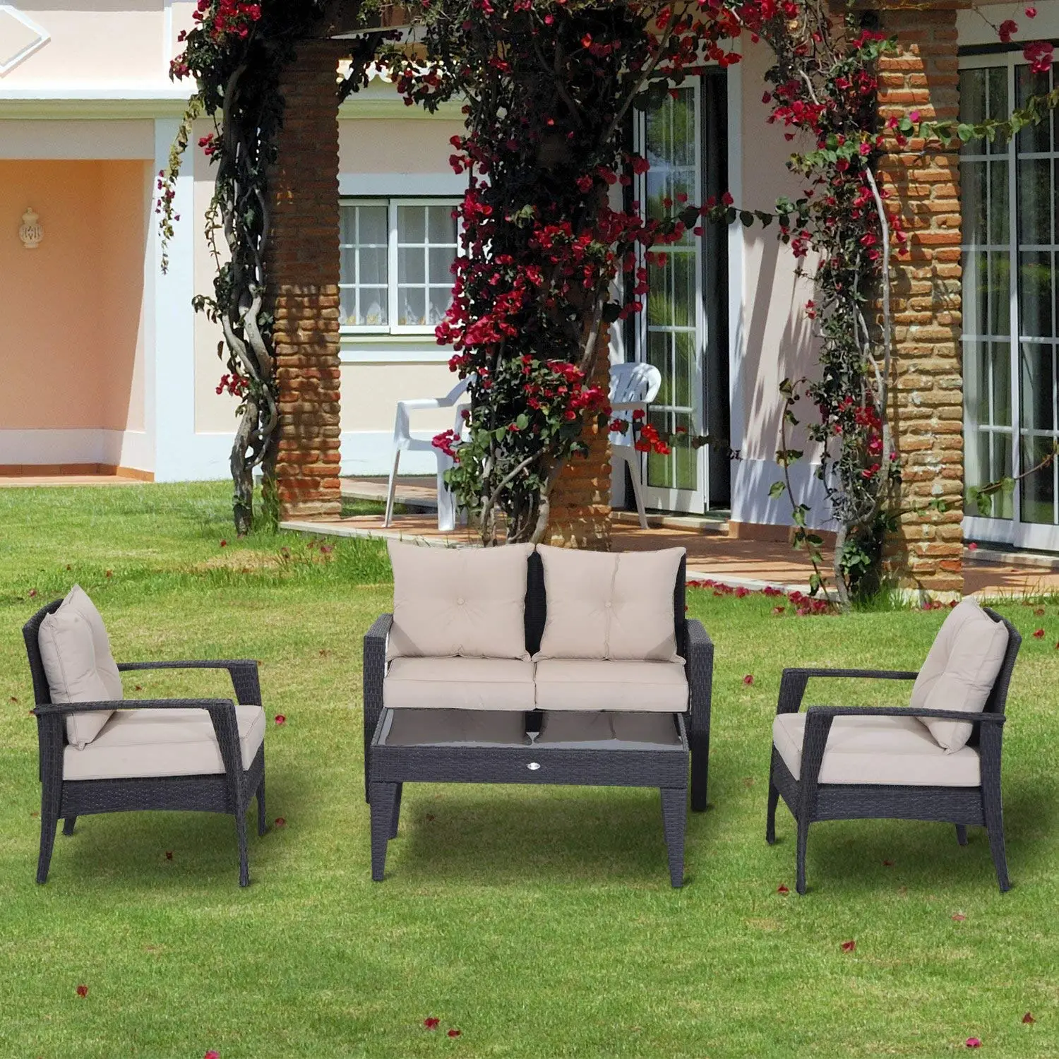 Buy Festnight 5 Piece Garden Patio Furniture Set Cushion Wicker Rattan Garden Corner Sofa Couch Set Black In Cheap Price On M Alibaba Com