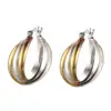 Fancy resin stainless steel hoop earrings Elegant gold silver rose Faceted round piece Wedding Party Post Ear jewelry EHE078
