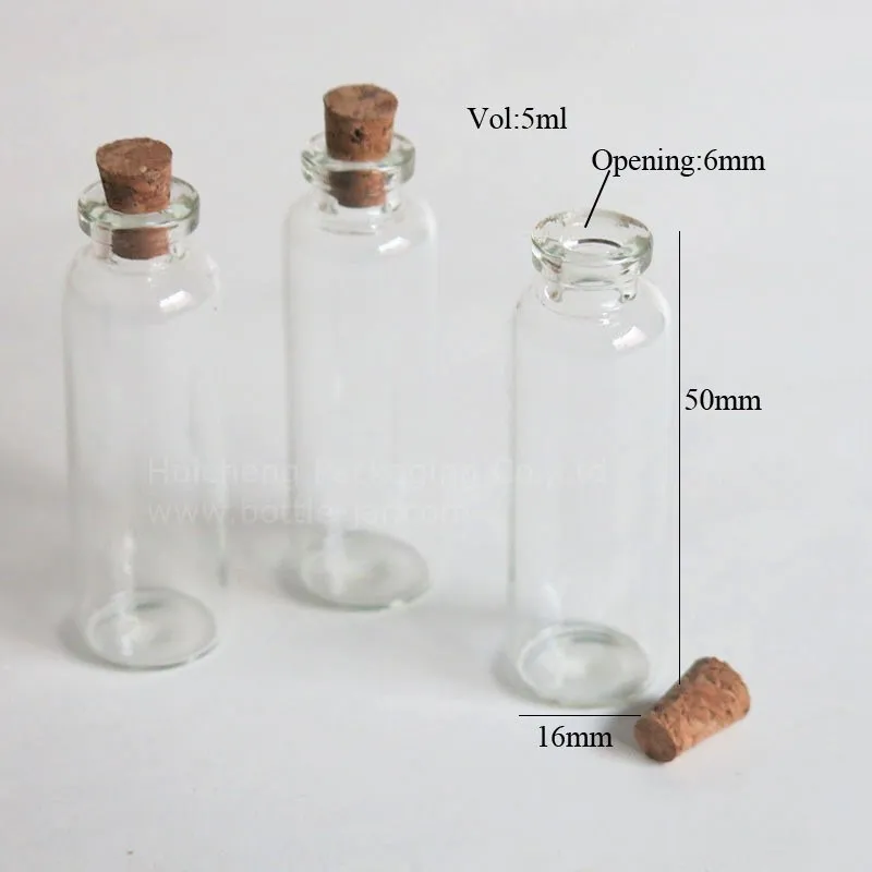 New Type 5ml Small Craft Glass Bottles With Cork For Message Packaging