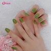 F29 24 pcs/box full cover press on pure bright green coloured tips nail art acrylic nail tips natural wholesale