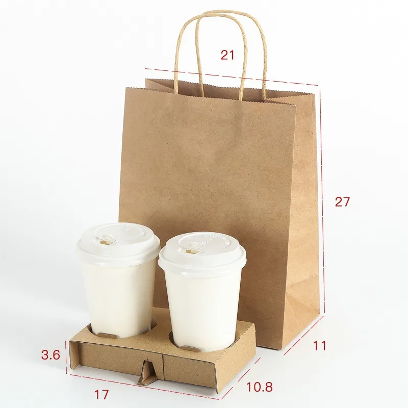 Custom Coffee Milk Tea Drinking Cup Cup Holder Take Out Packaging Bag