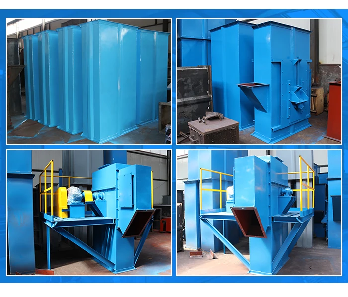 Self-cleaning transfer raw materials bucket elevator for rubber processing