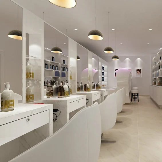 Hair Salon shop design With Led Spot Light Bar Counter