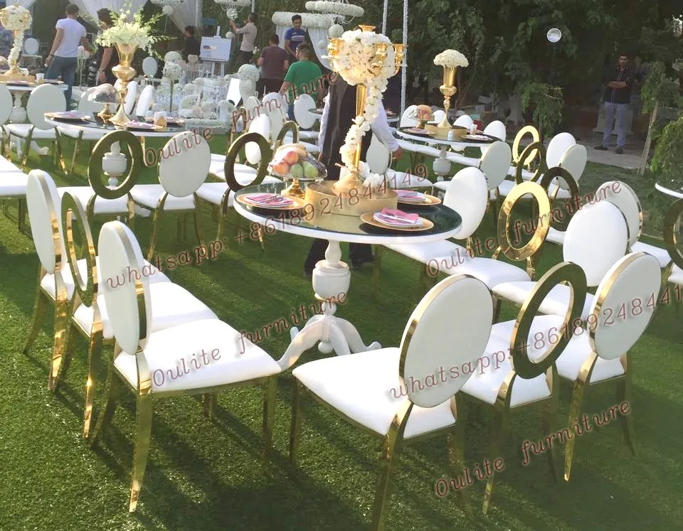 White Leather Stainless Steel Gold Wedding Chair Wholesale Buy