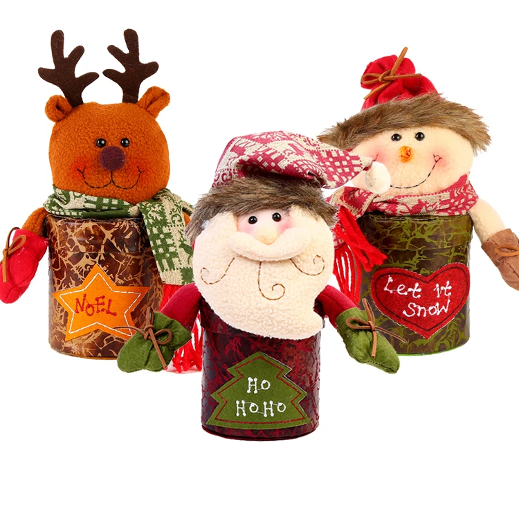 Fabbrica diretta nuovo caldo decorazioni Di Natale Vigilia Di Natale di apple box Santa pupazzo di neve elk testa di Bambola regalo Di Natale
