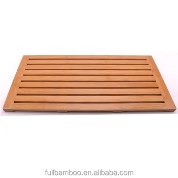 Bamboo Shower Mat Square Bath Floor Mats Non Sliding Waterproof