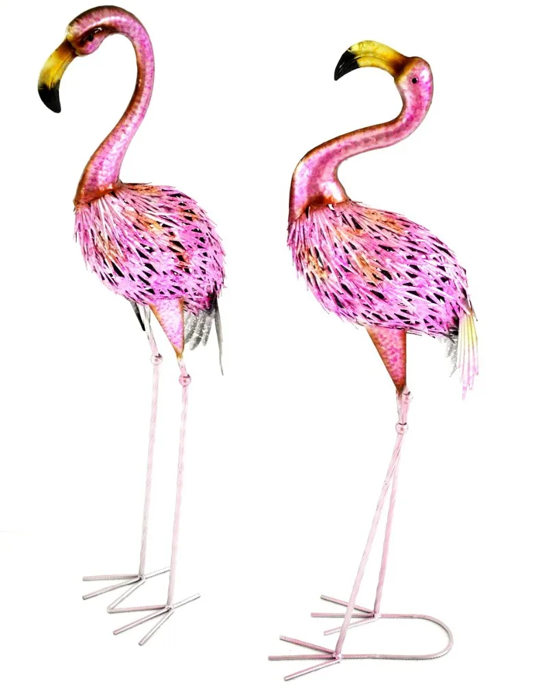 
garden decoration hand painting metal pink flamingo garden ornaments 