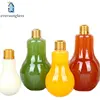 Wholesale 100ml 200ml 300ml creative hot sale light lamp bulb shape glass bottles with cap for beverage milk