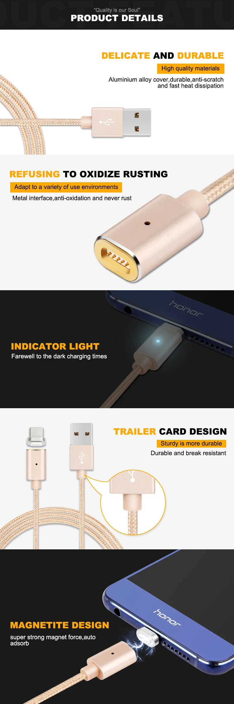 1.2M Metal Data Type C Fast Charging USB Magnetic Type-c Cable - ANKUX.COM