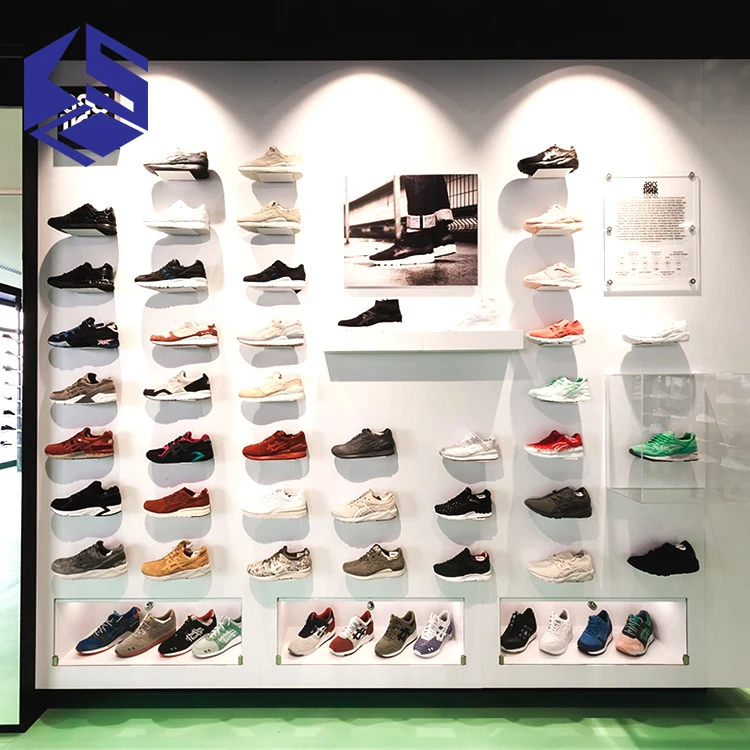 Fashion Shoe Shop Furniture Display Design Wooden Sports Shoes Display