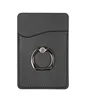 Adhesive 3M PU Leather Cell Phone Wallet Card Holder with Ring Stand