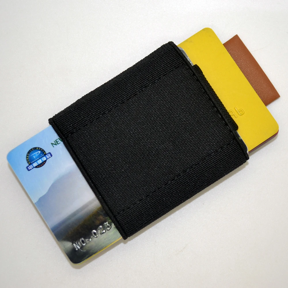 Slim Front Pocket Elastic Band Card Holder Wallet With Pull Tab And