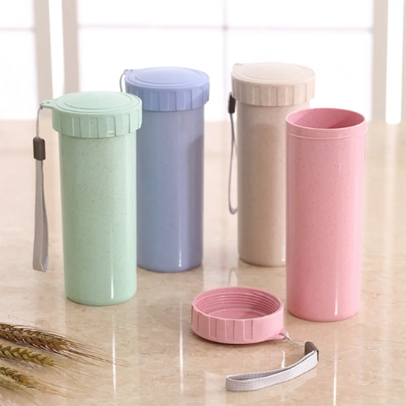 Portable Custom Logo Flip Straw Water Bottle, 300ML Water Bottle With Straw, Plastic Bottle With Straw