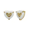 OEM ceramic Jewelry factory latest design CZ Inlay 925 Silver gold plated women stud earrings