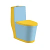 Double colored one piece blue color toilet bowl