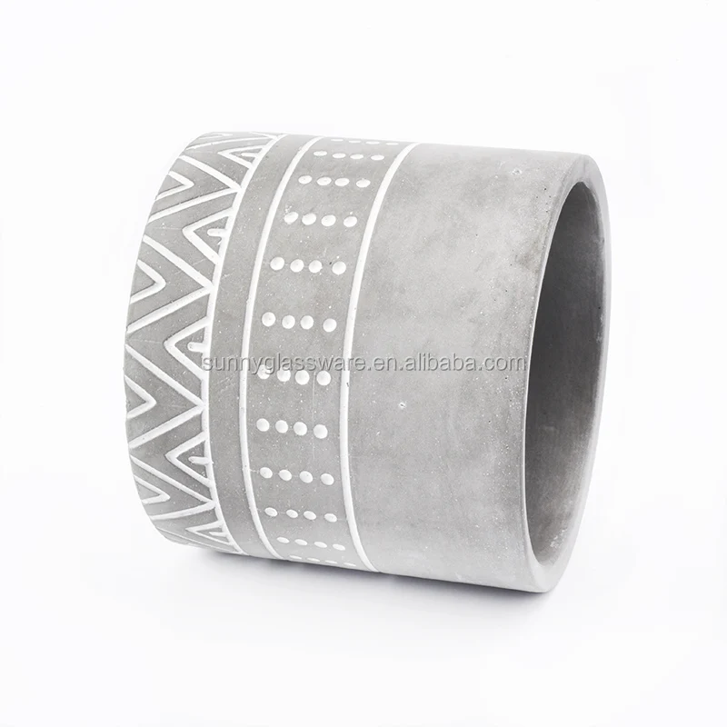 cylinder gray concrete candle jars with logo