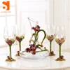 Enameled and Jeweled Bohemian Crystal Wine Decanter Set Luxury Home Accessories Wedding favors Gifts for Guests