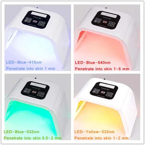 4 Color PDT LED Light Therapy Machine Face Skin Rejuvenation Tighten Remove Acne Wrinkle LED Facial Beauty SPA PDT Therapy