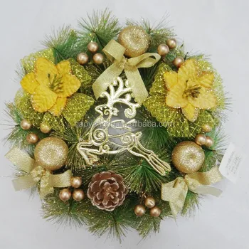 40cm Christmas Wire Wreath Frame Tassel Garland Indian Flower