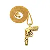 Men's Hiphop Iced Out Revolver Pendant Gold Plated Gun Necklace