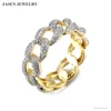 JASEN JEWELRY Gold diamond chain link rings latest simple cuban ring