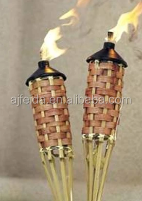 2x 1000ml Lamp Oil Garden Torch Flare Bamboo 10x Bamboo Torch 90cm Braun