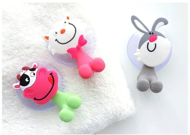 Novelty Animal Head Silicone Toothbrush Holder With Suction Cups(size