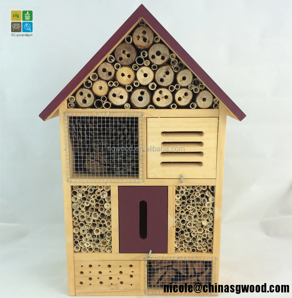 Blue Niteangel Natural Wooden Insect Hotel Bee Bug House/Hotel 