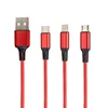 2A Cotton Braided 3 IN 1 Anti-breakage Fast Charging Data USB Cable flat noodle usb data cable