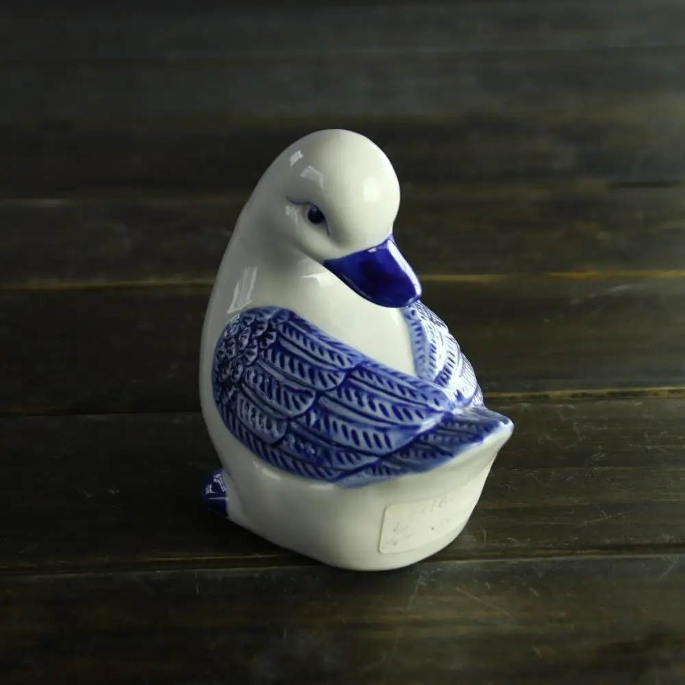 Celadon Glaze Mandarin Duck Figurine Design Green Korean Porcelain