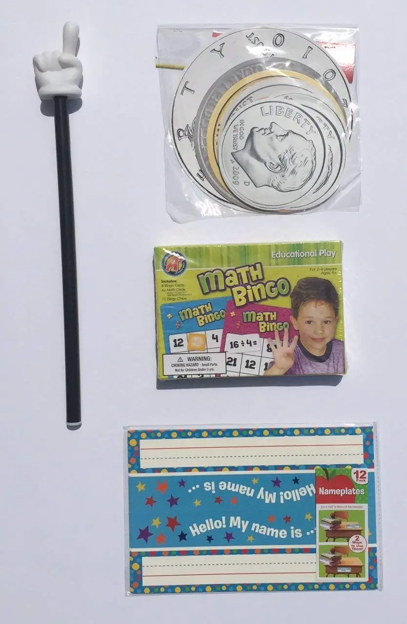 Teacher Supplies Teaching Tools Finger Pointer Math Bingo Game Large Coins Student Desk Name Tags Nameplates Classroom Homeschool Gifts