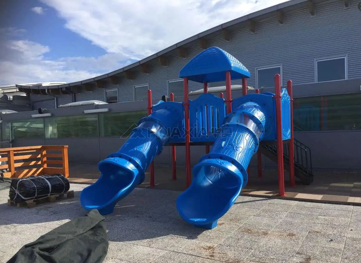 Kids Plastic Tube Slide Outdoor Playground Equipment With Swing From