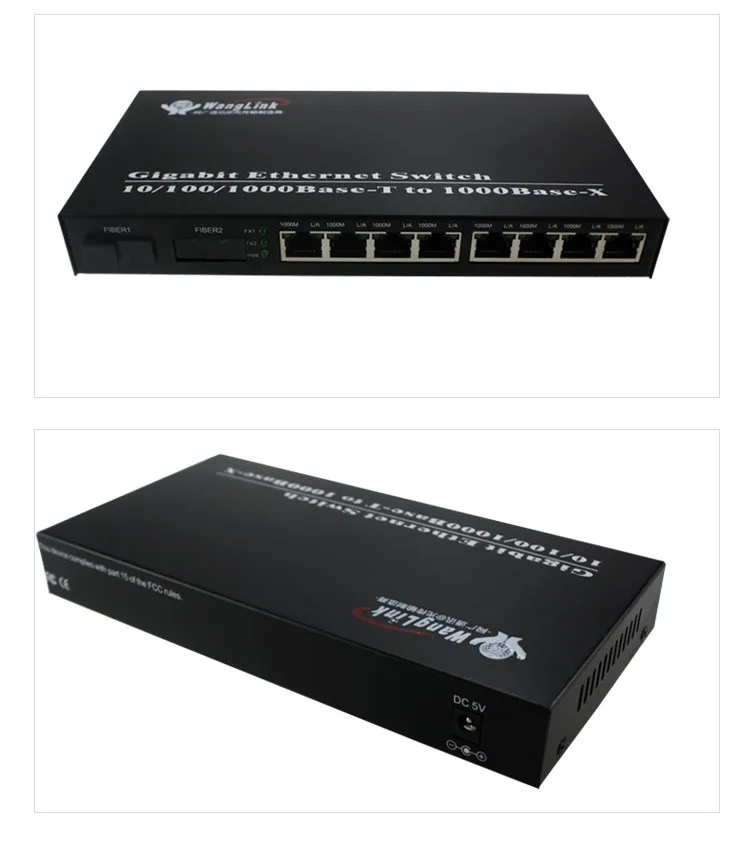 1 Fiber Port+8 Rj45 Ports 1000mbps Single Mode Single Fiber
