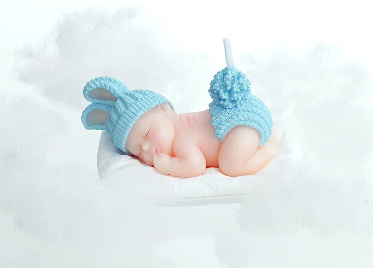 Sleeping Baby Shape Cartoon Birthday Candle,Wedding Candle Smokeless Cake Candle for Party BabyBlue Charming Gift,Baby Shower and Wedding